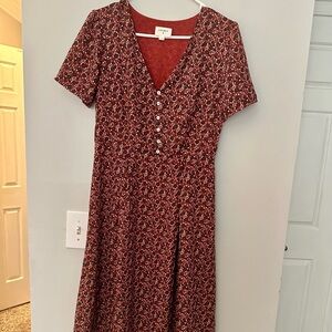 Everly Red Floral Midi Dress, Size M